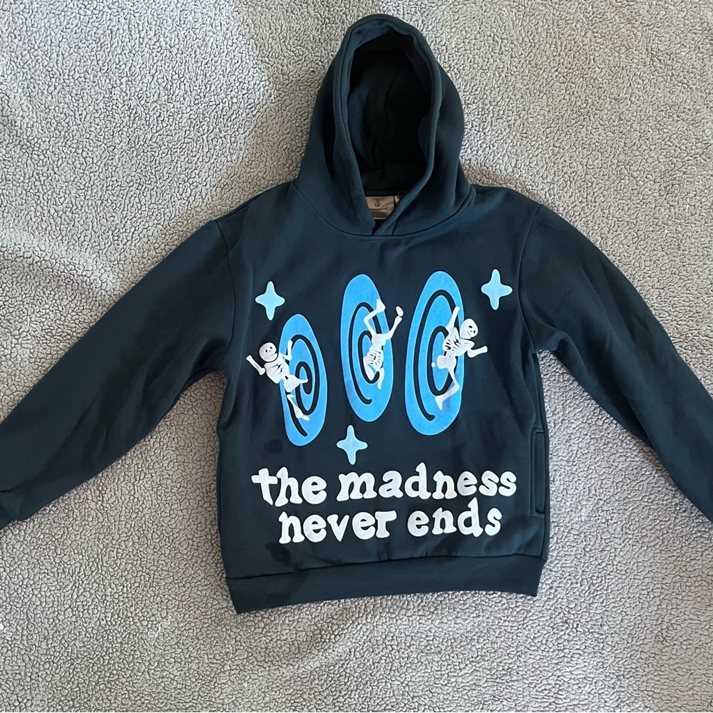 Cactus Hoodie - Dark Blue with White and Light Blue Graphics NWOT